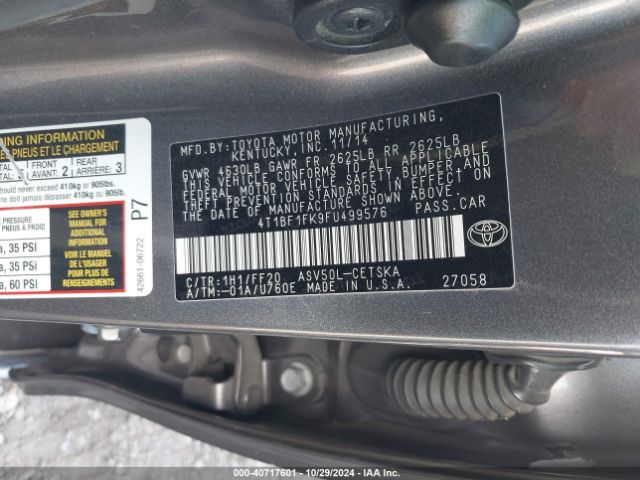 Photo 8 VIN: 4T1BF1FK9FU499576 - TOYOTA CAMRY 