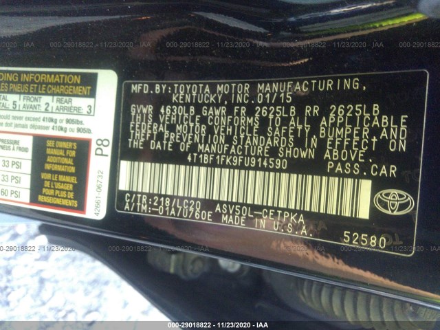 Photo 8 VIN: 4T1BF1FK9FU914590 - TOYOTA CAMRY 