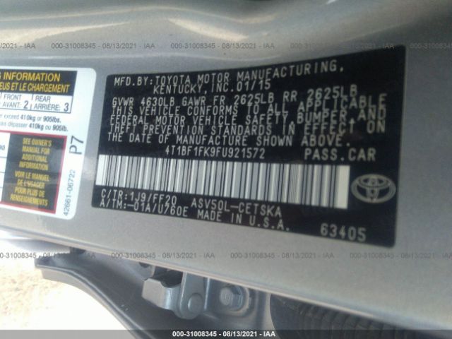 Photo 8 VIN: 4T1BF1FK9FU921572 - TOYOTA CAMRY 