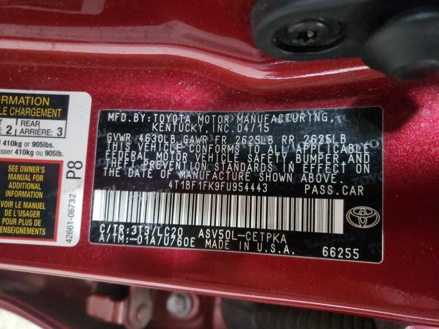 Photo 9 VIN: 4T1BF1FK9FU954443 - TOYOTA CAMRY LE 