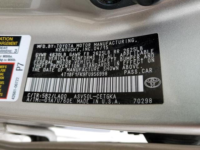 Photo 12 VIN: 4T1BF1FK9FU956998 - TOYOTA CAMRY LE 