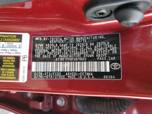 Photo 9 VIN: 4T1BF1FK9FU979603 - TOYOTA CAMRY LE 