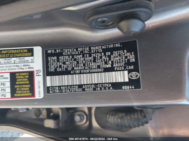 Photo 8 VIN: 4T1BF1FK9FU988902 - TOYOTA CAMRY 