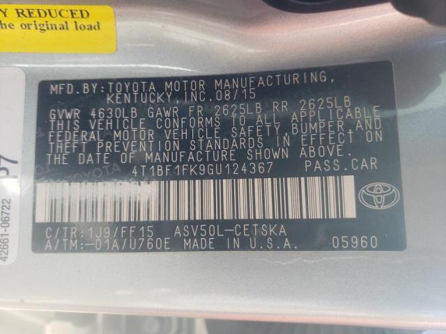 Photo 9 VIN: 4T1BF1FK9GU124367 - TOYOTA CAMRY LE 