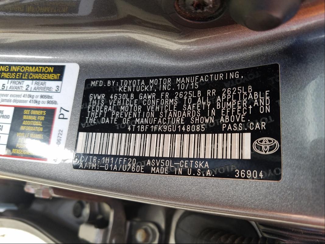 Photo 9 VIN: 4T1BF1FK9GU148085 - TOYOTA CAMRY LE 