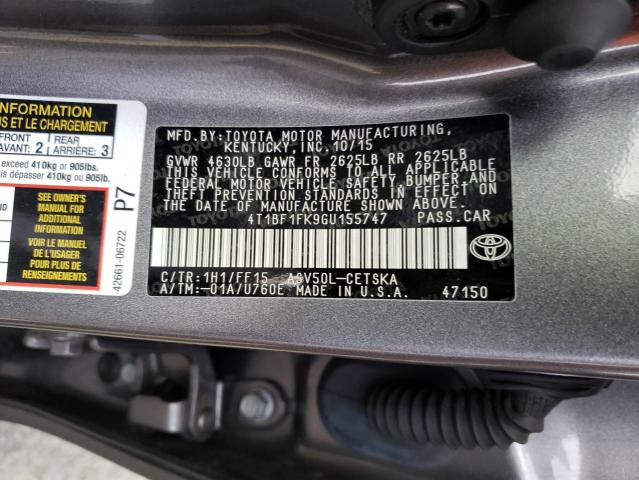 Photo 11 VIN: 4T1BF1FK9GU155747 - TOYOTA CAMRY LE 