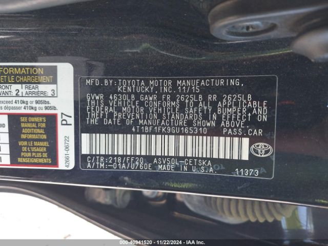 Photo 8 VIN: 4T1BF1FK9GU165310 - TOYOTA CAMRY 