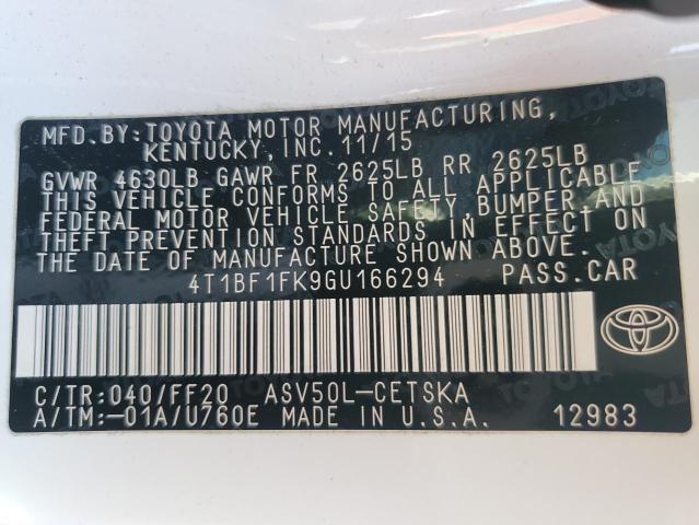 Photo 11 VIN: 4T1BF1FK9GU166294 - TOYOTA CAMRY 