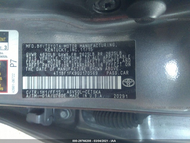 Photo 8 VIN: 4T1BF1FK9GU170569 - TOYOTA CAMRY 