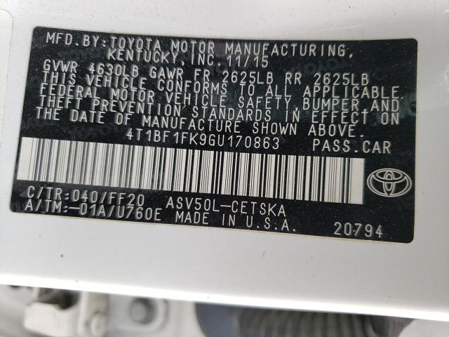 Photo 9 VIN: 4T1BF1FK9GU170863 - TOYOTA CAMRY LE 