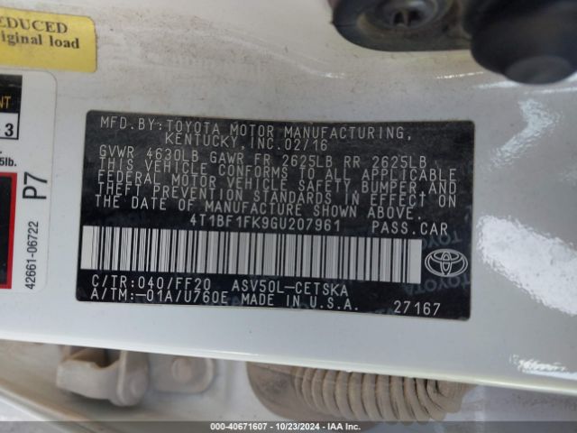 Photo 8 VIN: 4T1BF1FK9GU207961 - TOYOTA CAMRY 