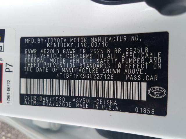 Photo 9 VIN: 4T1BF1FK9GU227126 - TOYOTA CAMRY LE 