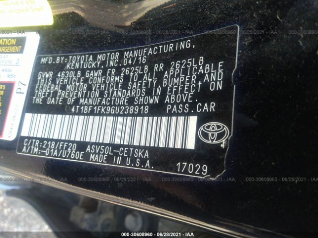 Photo 8 VIN: 4T1BF1FK9GU238918 - TOYOTA CAMRY 