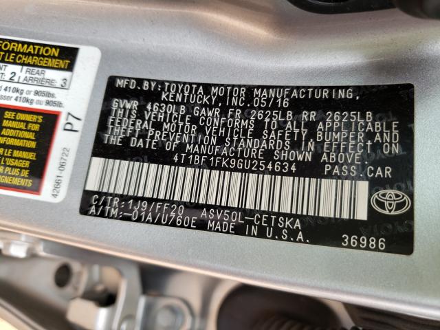 Photo 9 VIN: 4T1BF1FK9GU254634 - TOYOTA CAMRY LE 