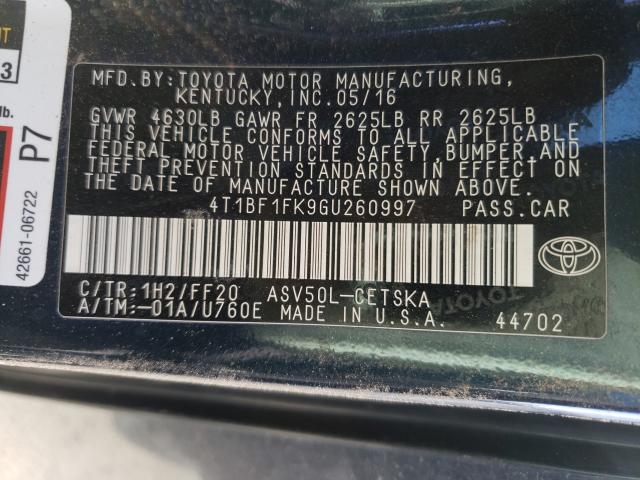 Photo 9 VIN: 4T1BF1FK9GU260997 - TOYOTA CAMRY LE 