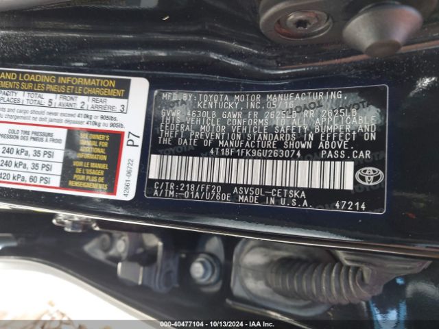 Photo 8 VIN: 4T1BF1FK9GU263074 - TOYOTA CAMRY 