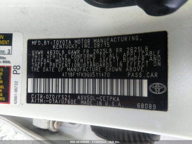 Photo 8 VIN: 4T1BF1FK9GU511470 - TOYOTA CAMRY 