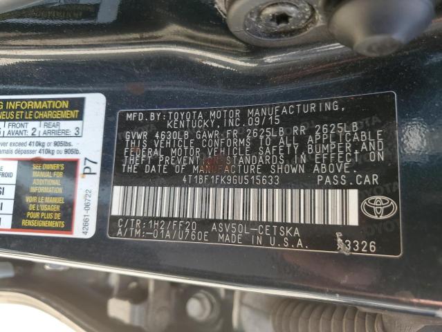 Photo 9 VIN: 4T1BF1FK9GU515633 - TOYOTA CAMRY LE 