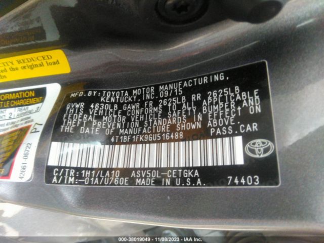 Photo 8 VIN: 4T1BF1FK9GU516488 - TOYOTA CAMRY 