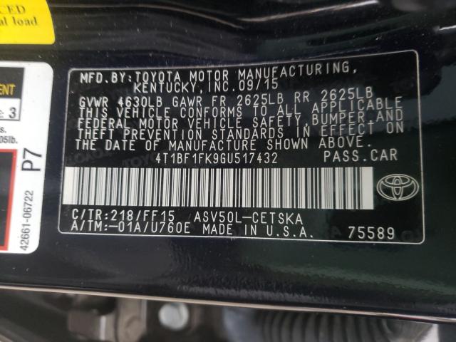 Photo 9 VIN: 4T1BF1FK9GU517432 - TOYOTA CAMRY LE 