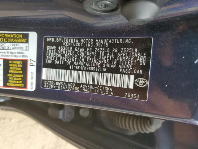 Photo 11 VIN: 4T1BF1FK9GU518516 - TOYOTA CAMRY LE 