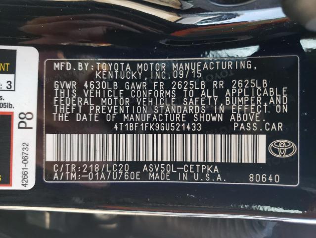 Photo 11 VIN: 4T1BF1FK9GU521433 - TOYOTA CAMRY LE 