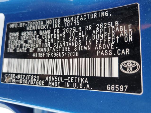 Photo 12 VIN: 4T1BF1FK9GU542038 - TOYOTA CAMRY 