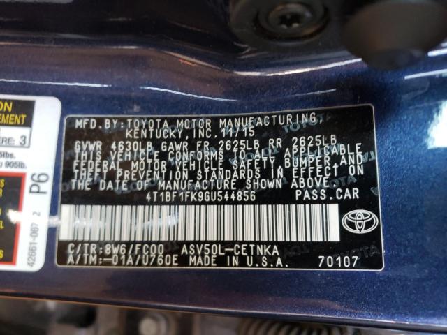 Photo 9 VIN: 4T1BF1FK9GU544856 - TOYOTA CAMRY LE 