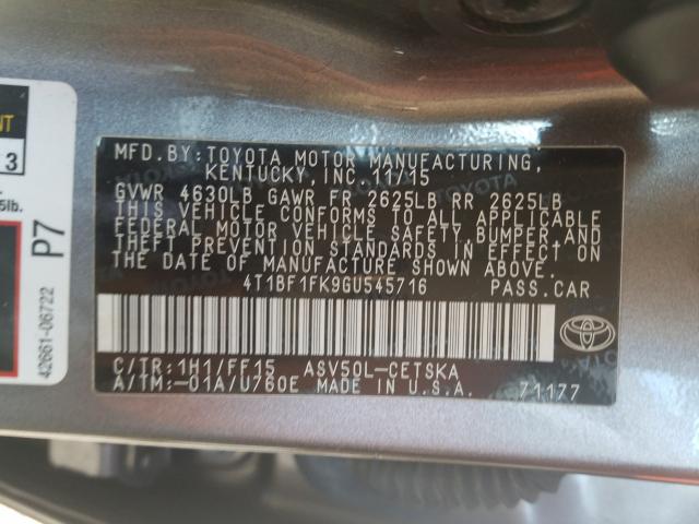 Photo 9 VIN: 4T1BF1FK9GU545716 - TOYOTA CAMRY LE 