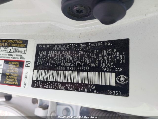 Photo 8 VIN: 4T1BF1FK9GU565156 - TOYOTA CAMRY 