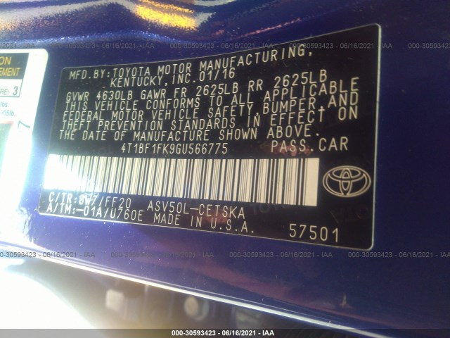 Photo 8 VIN: 4T1BF1FK9GU566775 - TOYOTA CAMRY 