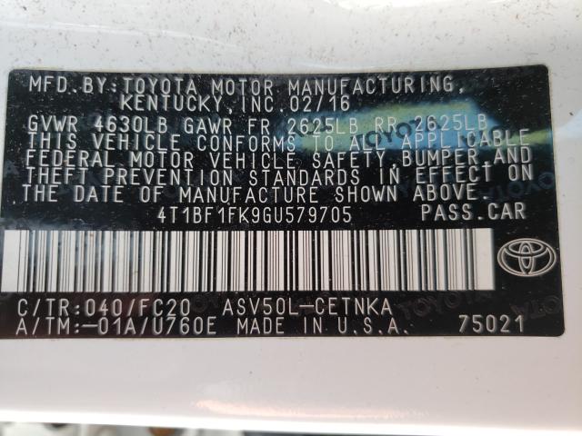 Photo 9 VIN: 4T1BF1FK9GU579705 - TOYOTA CAMRY LE 