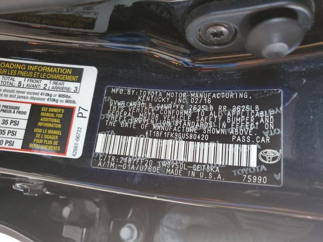 Photo 9 VIN: 4T1BF1FK9GU580420 - TOYOTA CAMRY LE 