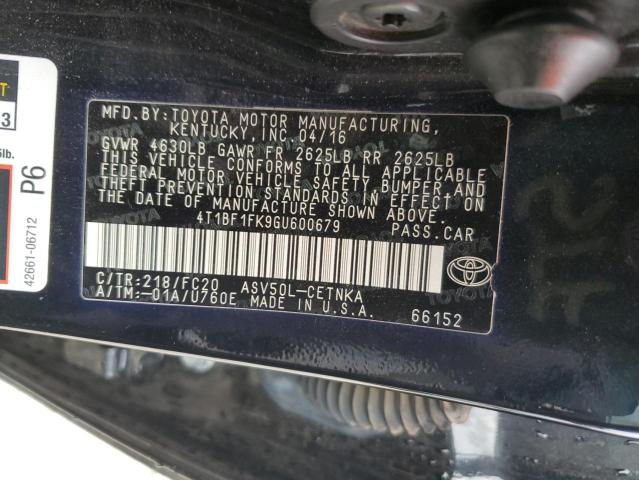 Photo 11 VIN: 4T1BF1FK9GU600679 - TOYOTA CAMRY 