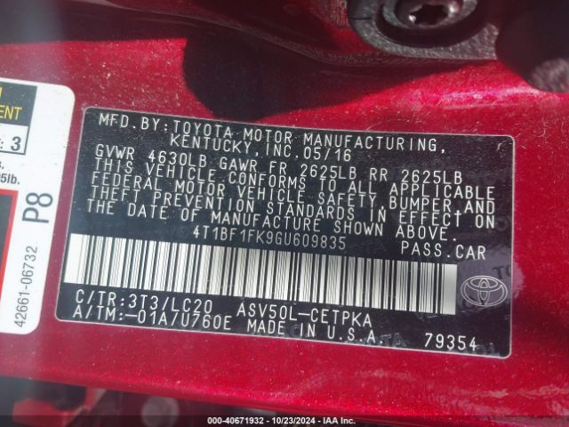 Photo 8 VIN: 4T1BF1FK9GU609835 - TOYOTA CAMRY 