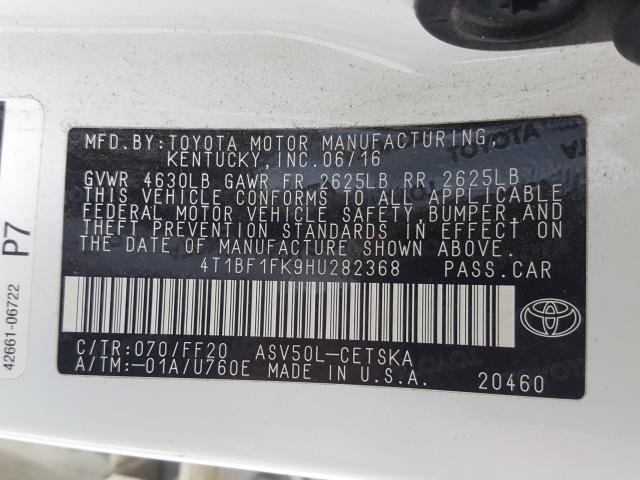 Photo 9 VIN: 4T1BF1FK9HU282368 - TOYOTA CAMRY LE 