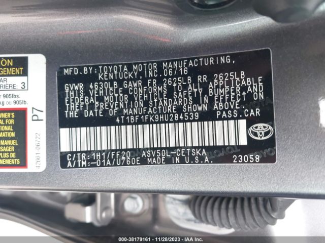 Photo 8 VIN: 4T1BF1FK9HU284539 - TOYOTA CAMRY 