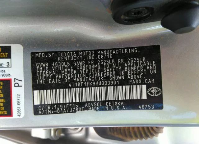 Photo 8 VIN: 4T1BF1FK9HU303901 - TOYOTA CAMRY 