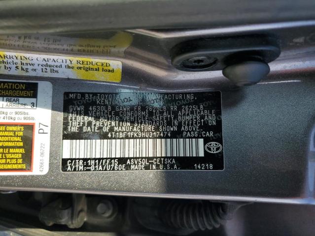 Photo 11 VIN: 4T1BF1FK9HU317474 - TOYOTA CAMRY 