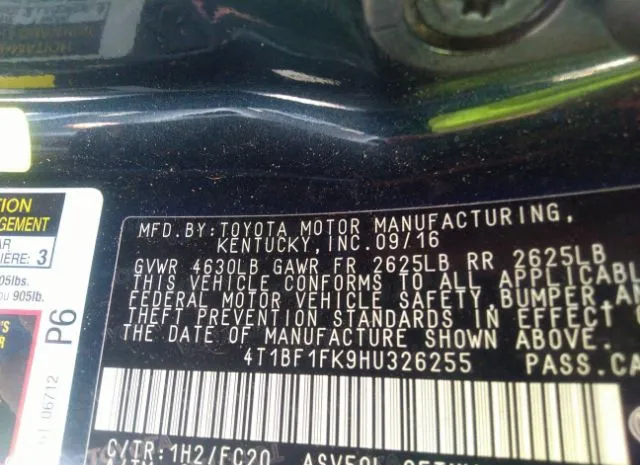 Photo 8 VIN: 4T1BF1FK9HU326255 - TOYOTA CAMRY 