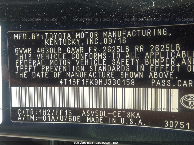 Photo 8 VIN: 4T1BF1FK9HU330158 - TOYOTA CAMRY 