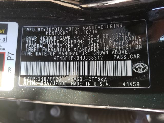 Photo 9 VIN: 4T1BF1FK9HU338342 - TOYOTA CAMRY LE 