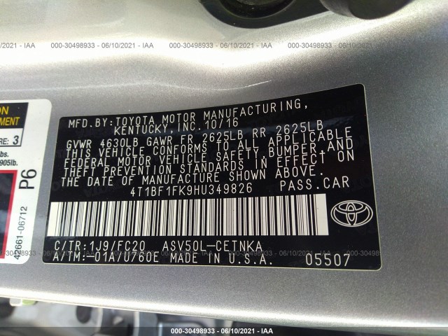 Photo 8 VIN: 4T1BF1FK9HU349826 - TOYOTA CAMRY 