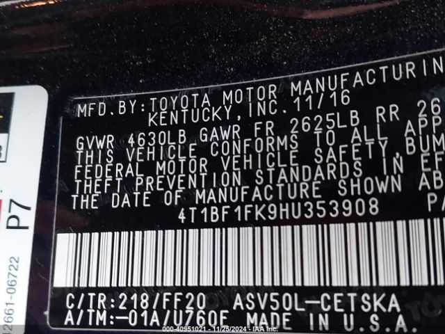 Photo 8 VIN: 4T1BF1FK9HU353908 - TOYOTA CAMRY 