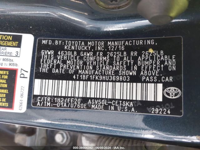 Photo 8 VIN: 4T1BF1FK9HU369803 - TOYOTA CAMRY 