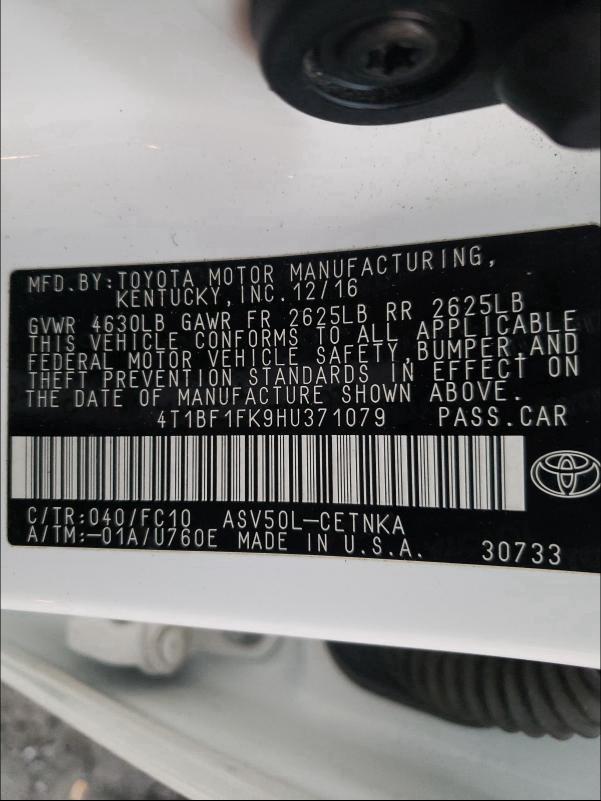 Photo 9 VIN: 4T1BF1FK9HU371079 - TOYOTA CAMRY LE 