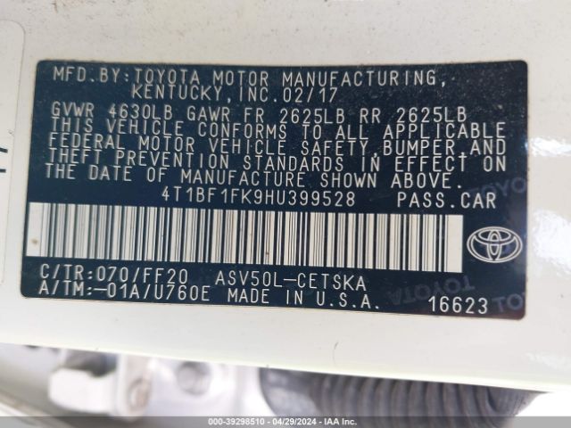 Photo 8 VIN: 4T1BF1FK9HU399528 - TOYOTA CAMRY 