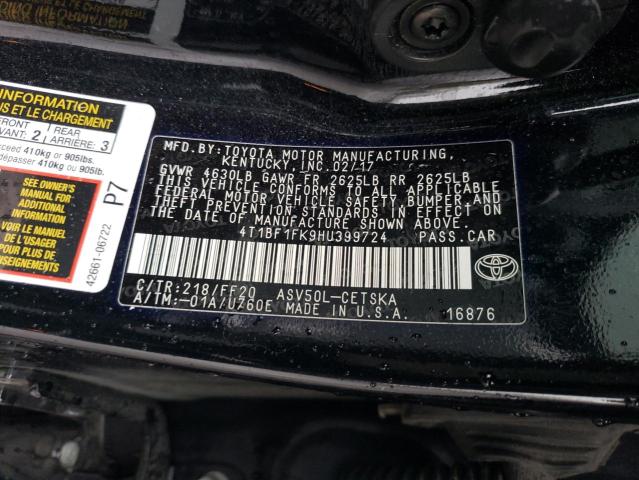 Photo 11 VIN: 4T1BF1FK9HU399724 - TOYOTA CAMRY 