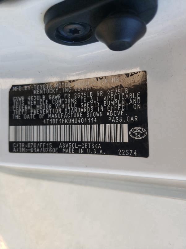 Photo 9 VIN: 4T1BF1FK9HU404114 - TOYOTA CAMRY LE 