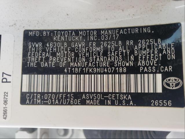 Photo 9 VIN: 4T1BF1FK9HU407188 - TOYOTA CAMRY LE 